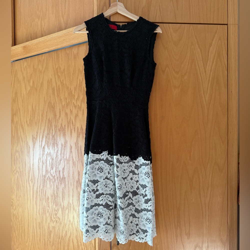 Carolina Herrera Black and White Lace Dress